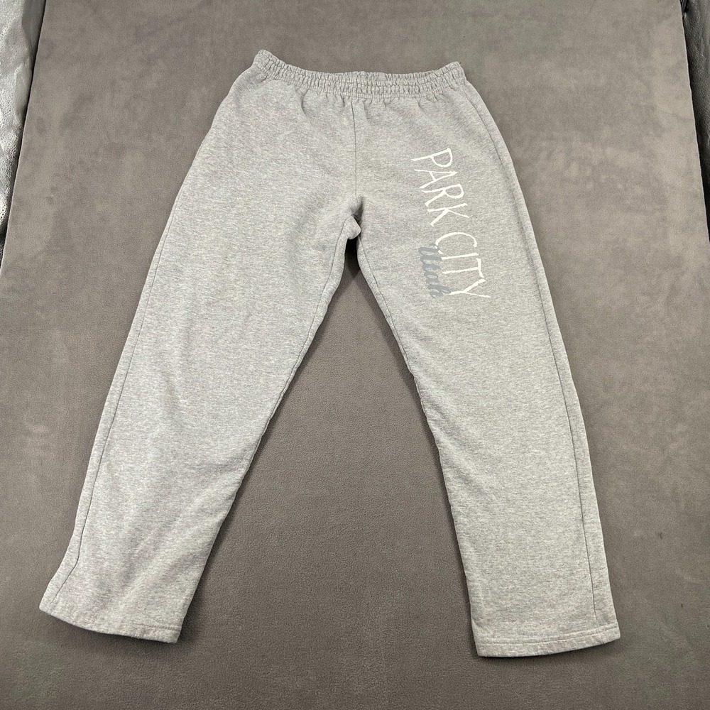 Vintage Y2K Baggy Sweatpants Mens XL Heather‎ Gray Graphic Straight Leg